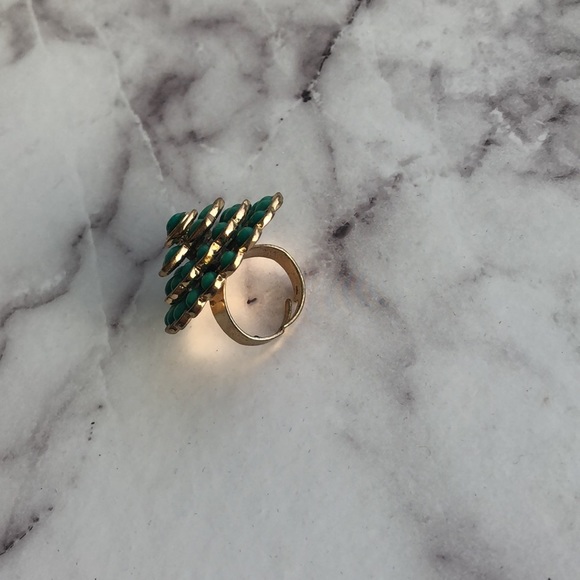 Turquoise Flower Ring - Picture 2 of 3